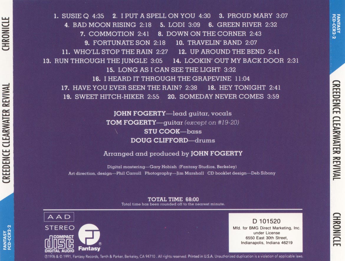 Creedence Clearwater Revival  Chronicle  back